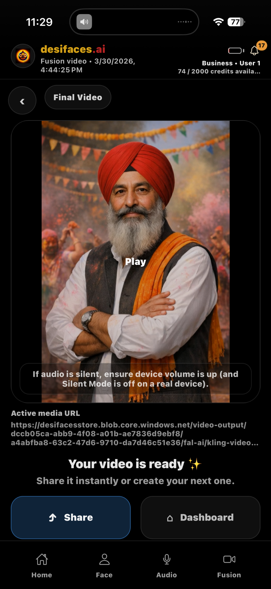 desifaces.ai final video screen screenshot